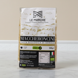 Maccheroncini biologici da grano coltivato a Fabriano nelle Marche dall'azienda agricola Luca Bianchi