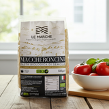 Maccheroncini biologici da grano coltivato a Fabriano nelle Marche dall'azienda agricola Luca Bianchi