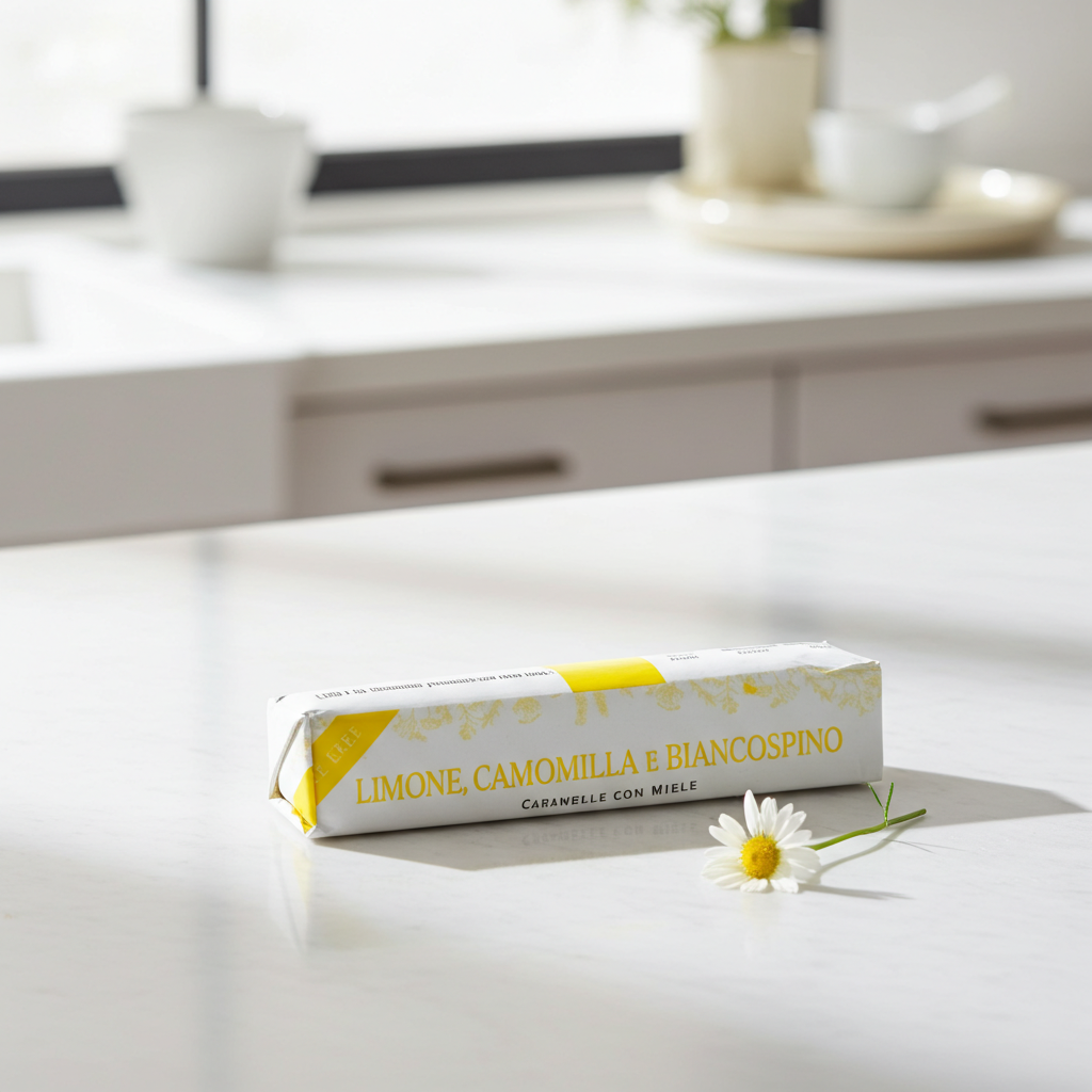 
                  
                    Caramelle al miele limone melissa e biancospino senza zuccheri
                  
                