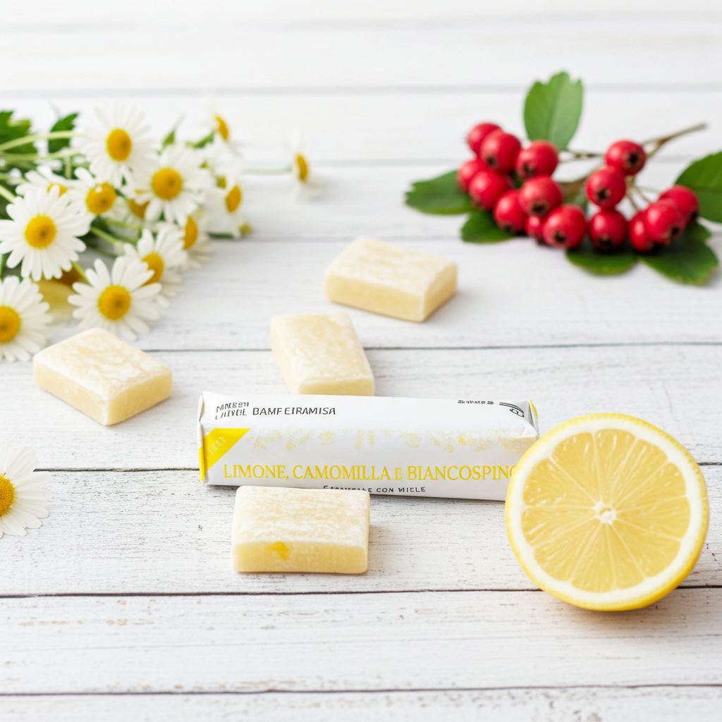 
                  
                    Caramelle al miele limone melissa e biancospino senza zuccheri
                  
                