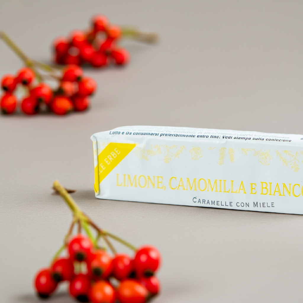 
                  
                    Caramelle al miele limone melissa e biancospino senza zuccheri
                  
                